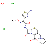 1-({7-[2-(2-amino-1,3-thiazol-4-yl)-2-(methoxyimino)acetamido]-2-carboxy-8-oxo-5-thia-1-azabicyclo[4.2.0]oct-2-en-3-yl}methyl)-1-methylpyrrolidin-1-ium hydrate hydrochloride chloride