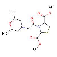 2,4-dimethyl 3-[2-(2,6-dimethylmorpholin-4-yl)acetyl]-1,3-thiazolidine-2,4-dicarboxylate