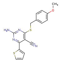 2-amino-4-{[(4-methoxyphenyl)methyl]sulfanyl}-6-(thiophen-2-yl)pyrimidine-5-carbonitrile