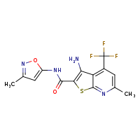 3-amino-6-methyl-N-(3-methyl-1,2-oxazol-5-yl)-4-(trifluoromethyl)thieno[2,3-b]pyridine-2-carboxamide