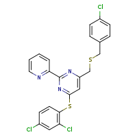 4-({[(4-chlorophenyl)methyl]sulfanyl}methyl)-6-[(2,4-dichlorophenyl)sulfanyl]-2-(pyridin-2-yl)pyrimidine