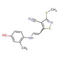 5-{2-[(4-hydroxy-2-methylphenyl)amino]ethenyl}-3-(methylsulfanyl)-1,2-thiazole-4-carbonitrile