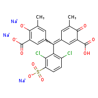 trisodium 5-[(3-carboxy-5-methyl-4-oxocyclohexa-2,5-dien-1-ylidene)(2,6-dichloro-3-sulfonatophenyl)methyl]-3-methyl-2-oxidobenzoate